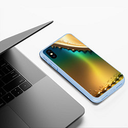 Чехол iPhone XS Max матовый Радужный градиент с накидкой, цвет: 3D-голубой — фото 2