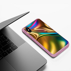 Чехол iPhone XS Max матовый Атласные изгибы, цвет: 3D-розовый — фото 2