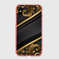 Чехол iPhone XS Max матовый Лепнина объемные узоры золотые