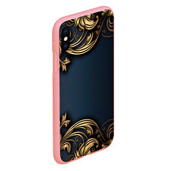 Чехол iPhone XS Max матовый Лепнина объемные золотые узоры на ткани, цвет: 3D-баблгам — фото 2