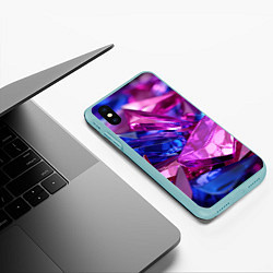 Чехол iPhone XS Max матовый Розовые и синие битые стекла, цвет: 3D-мятный — фото 2