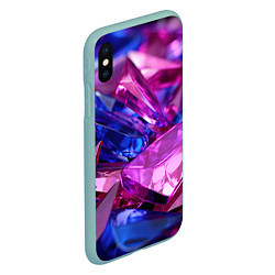 Чехол iPhone XS Max матовый Розовые и синие битые стекла, цвет: 3D-мятный — фото 2