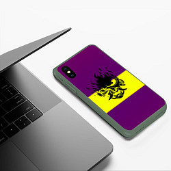 Чехол iPhone XS Max матовый Cyberpunk 2077 stripes, цвет: 3D-темно-зеленый — фото 2