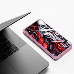 Чехол iPhone XS Max матовый Демонические кибер черепа, цвет: 3D-розовый — фото 2