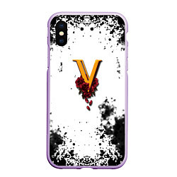 Чехол iPhone XS Max матовый Cyberpunk 2077 группировка Валентинос, цвет: 3D-сиреневый