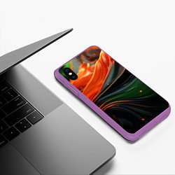 Чехол iPhone XS Max матовый Оранжевая и зеленый абстракция, цвет: 3D-фиолетовый — фото 2