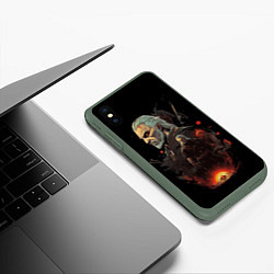 Чехол iPhone XS Max матовый Ведьмак Геральт из Ривии, цвет: 3D-темно-зеленый — фото 2