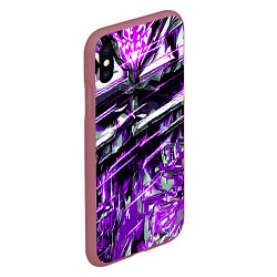 Чехол iPhone XS Max матовый Агрессивный металл и фиолетовые линии, цвет: 3D-малиновый — фото 2