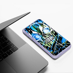 Чехол iPhone XS Max матовый Синий адский череп, цвет: 3D-светло-сиреневый — фото 2