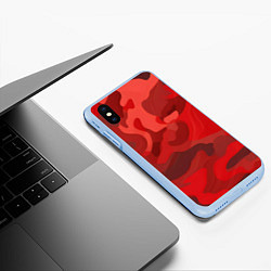 Чехол iPhone XS Max матовый Красный камуфляж крупный, цвет: 3D-голубой — фото 2