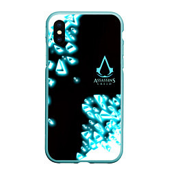 Чехол iPhone XS Max матовый Assassins Creed анимус, цвет: 3D-мятный