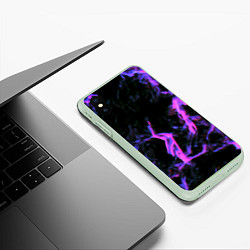 Чехол iPhone XS Max матовый Неоновая текстура разрывы текстура, цвет: 3D-салатовый — фото 2