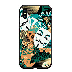 Чехол iPhone XS Max матовый Криптавалюта с маской Виндетта