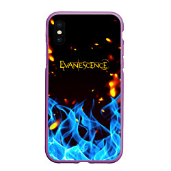 Чехол iPhone XS Max матовый Evanescence огонь рок группа, цвет: 3D-фиолетовый