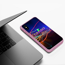 Чехол iPhone XS Max матовый Контр Страйк - неоновое свечение, цвет: 3D-розовый — фото 2