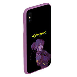 Чехол iPhone XS Max матовый Девушка из cyberpunk, цвет: 3D-фиолетовый — фото 2