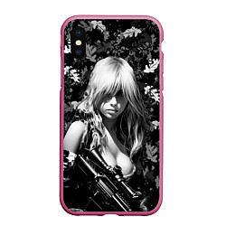 Чехол iPhone XS Max матовый Блондинка с винтовкой