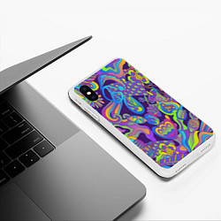 Чехол iPhone XS Max матовый Психоделические цветы, цвет: 3D-белый — фото 2