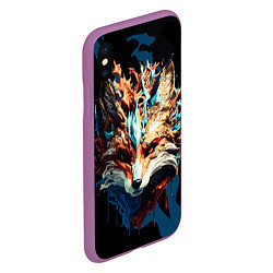 Чехол iPhone XS Max матовый Живописный лис, цвет: 3D-фиолетовый — фото 2