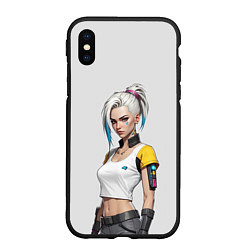 Чехол iPhone XS Max матовый Девушка в белом топе Cyberpunk 2077, цвет: 3D-черный