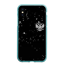 Чехол iPhone XS Max матовый Россия герб рф текстура, цвет: 3D-мятный