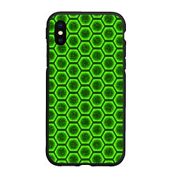 Чехол iPhone XS Max матовый Энергетический щит - зеленый