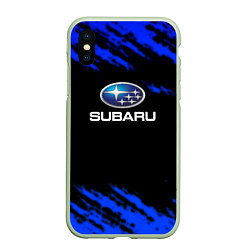 Чехол iPhone XS Max матовый Subaru текстура авто, цвет: 3D-салатовый