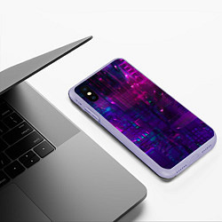 Чехол iPhone XS Max матовый Неоновые огни квадратов, цвет: 3D-светло-сиреневый — фото 2