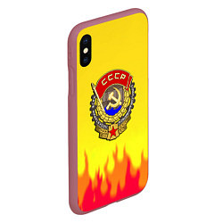 Чехол iPhone XS Max матовый СССР огонь герб, цвет: 3D-малиновый — фото 2