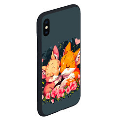 Чехол iPhone XS Max матовый Милые лисички в цветах, цвет: 3D-черный — фото 2