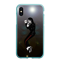 Чехол iPhone XS Max матовый Michael Jackson в прыжке, цвет: 3D-мятный