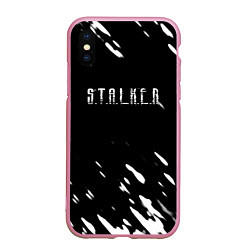 Чехол iPhone XS Max матовый Stalker искры белые, цвет: 3D-розовый