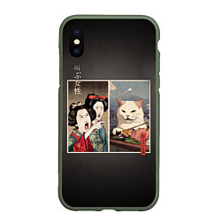 Чехол iPhone XS Max матовый Кот - мем в японской стилистике