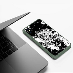 Чехол iPhone XS Max матовый Manchester City краски чёрно белые, цвет: 3D-темно-зеленый — фото 2