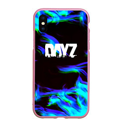 Чехол iPhone XS Max матовый Dayz огонь синий