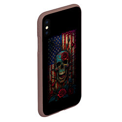 Чехол iPhone XS Max матовый Skull - USA, цвет: 3D-коричневый — фото 2