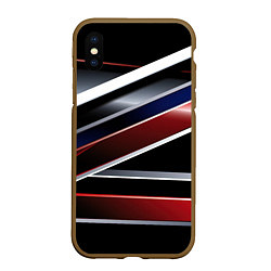 Чехол iPhone XS Max матовый Белые черные красные полосы