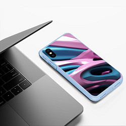 Чехол iPhone XS Max матовый Пластичная абстракция, цвет: 3D-голубой — фото 2