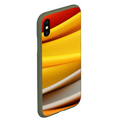 Чехол iPhone XS Max матовый Желтая абстракция с оранжевой волной, цвет: 3D-темно-зеленый — фото 2