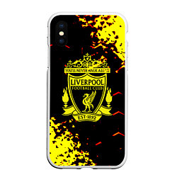 Чехол iPhone XS Max матовый Liverpool жёлтые краски текстура