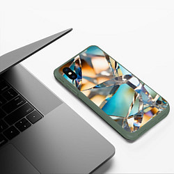 Чехол iPhone XS Max матовый Грани стеклянного камня, цвет: 3D-темно-зеленый — фото 2