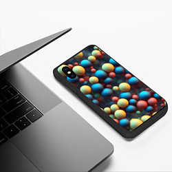 Чехол iPhone XS Max матовый Разноцветные шарики молекул, цвет: 3D-черный — фото 2