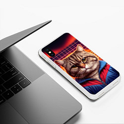 Чехол iPhone XS Max матовый Полосатый кот в спортивном костюме, цвет: 3D-белый — фото 2