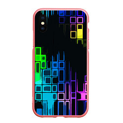 Чехол iPhone XS Max матовый Разноцветные прямоугольники на чёрном фоне, цвет: 3D-баблгам