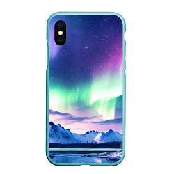 Чехол iPhone XS Max матовый Северное сияние на природе ai art, цвет: 3D-мятный