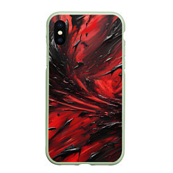 Чехол iPhone XS Max матовый Чёрная и красная субстанция