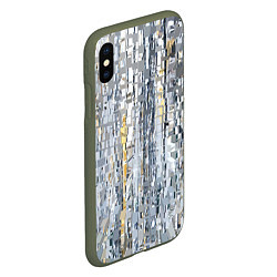 Чехол iPhone XS Max матовый Серебряные блоки, цвет: 3D-темно-зеленый — фото 2