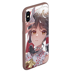 Чехол iPhone XS Max матовый Touhou Project Рейму улыбка, цвет: 3D-коричневый — фото 2