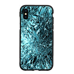 Чехол iPhone XS Max матовый Эффект жидкого стекла бирюзовый, цвет: 3D-черный