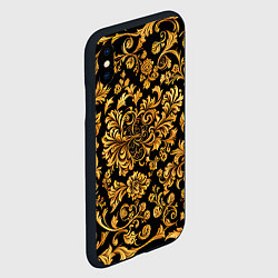 Чехол iPhone XS Max матовый Желтые узоры хохломские, цвет: 3D-черный — фото 2